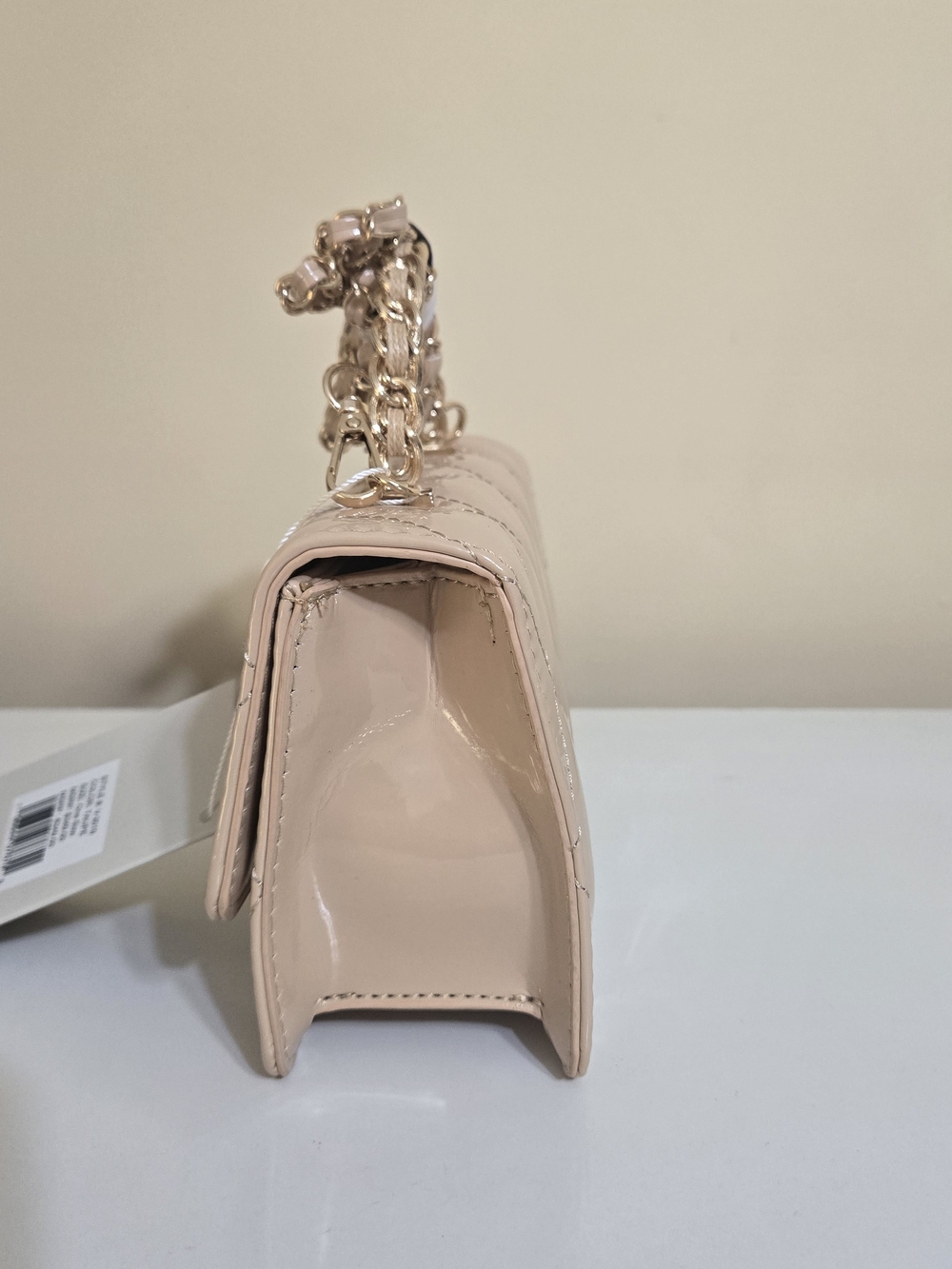 Valentino Orlandi Quilted Patent Vegan Leather Shoulder Bag in Nude - Picture 4 of 12